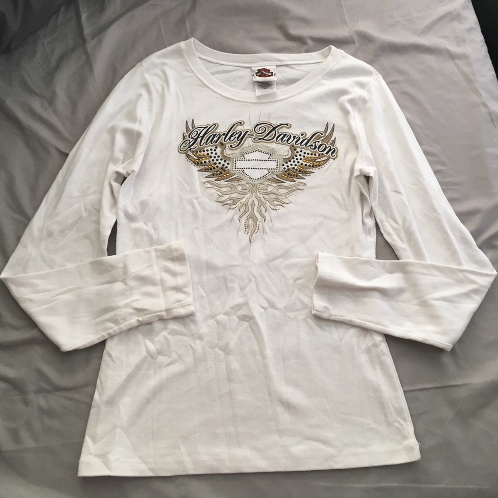 Harley Davidson White Long Sleeve Shirt